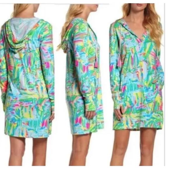 Lilly Pulitzer Rylie Hoodied Cover-Up Sea Salt and Sun Size L Sailboat - Picture 1 of 6
